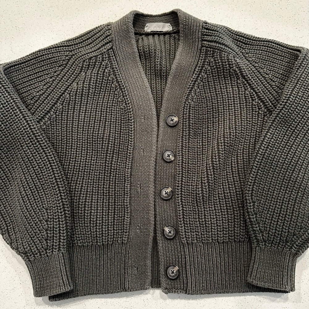 Everlane The Texture Cotton Cardigan Dark Olive M